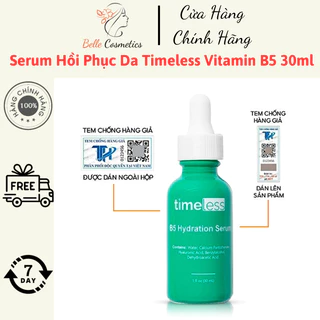 Serum Hồi Phục Da Timeless Vitamin B5 Hyaluronic Acid 30ml Cấp Nước, Phục Hồi Da, se khít lỗ chân lông