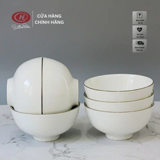 Bộ 10  bát cơm viền vàng sứ Minh Châu cao cấp