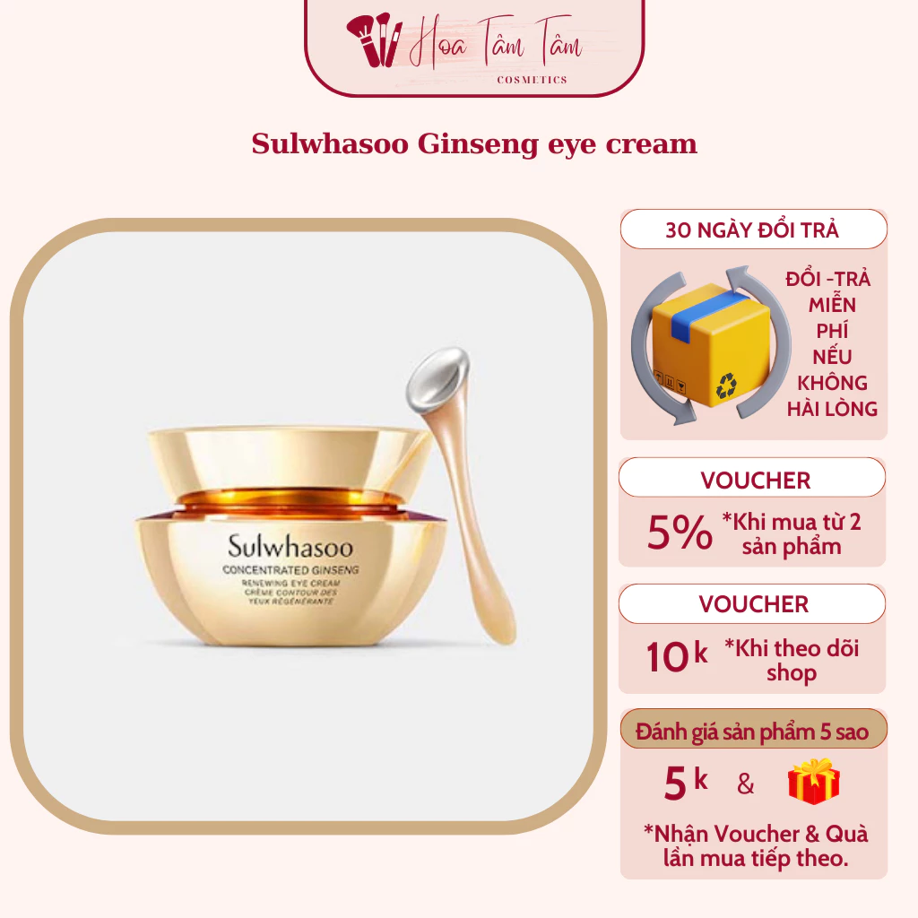 Kem mắt chống lão hóa Sulwhasoo Ginseng eye cream 5ml giảm thâm nhăn sáng da