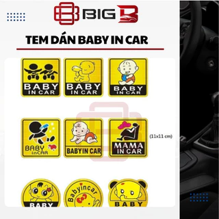 Tem Dán Ô Tô Baby In Car, Dán Đuôi Xe Ô Tô, Decal Dán Trang Trí Xe Ô Tô Nhiều Hình Ngộ Nghĩnh BIG B STORE