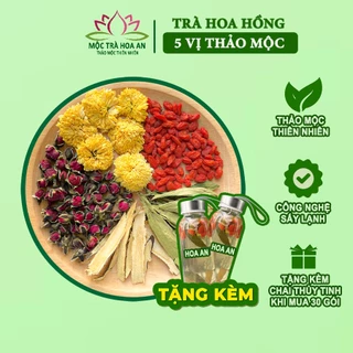 Trà Dưỡng Nhan Hoa Hồng 5 Vị Thảo Mộc (Hộp 10/20/30 Gói) Mát Gan, Đẹp Da, Thanh Nhiệt, Giải Độc, An Thần, Giảm Stress