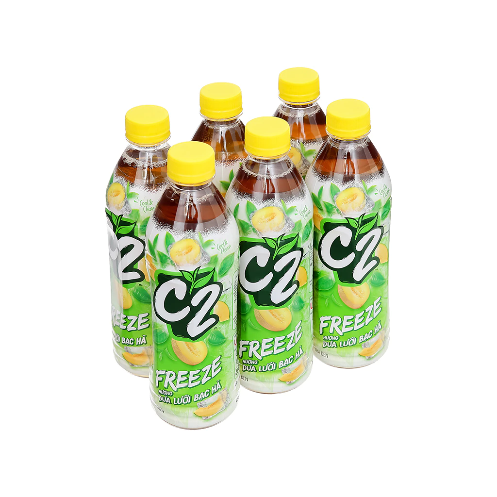 C2 Dưa Lưới - Lốc 6 Chai C2 Trà Đen Dưa Lưới Bạc Hà 455ml - Tạp Hoá Phát Lộc