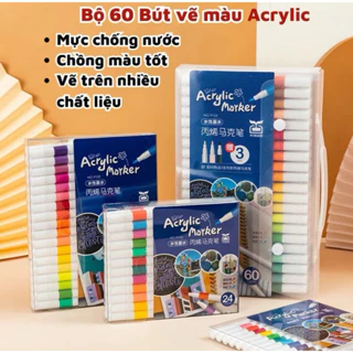 Bút màu acrylic 60 -36-24 chi tiết, giúp bé to màu gọn gàng sắc nét,không dây bẩn ra tay