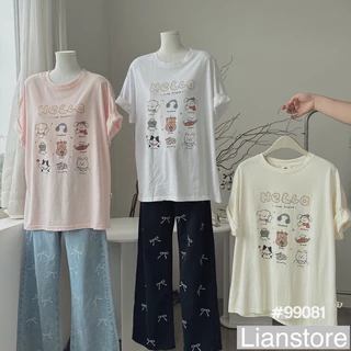 @LIANSTORE - Áo thun QC dáng rộng hình ngộ nghĩnh dễ mặc (99081)