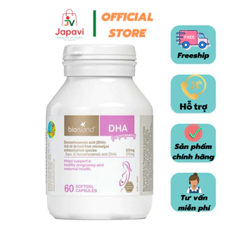Viên vitamin bầu DHA Bioisland 60 viên phát triển trí não thai nhi, bé thông minh khỏe mạnh, hỗ trợ sáng mắt