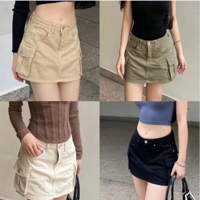 Chân Váy Túi Hộp Chất Kaki , Chân Váy chữ A Có Quần Trong Lên Form Cực Xinh, chân váy cá tính