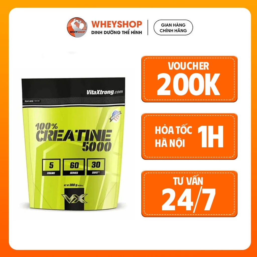 Bột uống hỗ trợ tăng sức mạnh VitaXtrong 100% Pure Creatine 5000 - WHEYSHOP VN