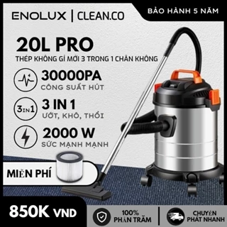 Máy hút bụi hạng nặng 3 trong 1 mới Xi lanh không túi bằng thép không gỉ 20L Làm sạch nhỏ gọn mạnh mẽ [Khô & Ướt & Thổi]