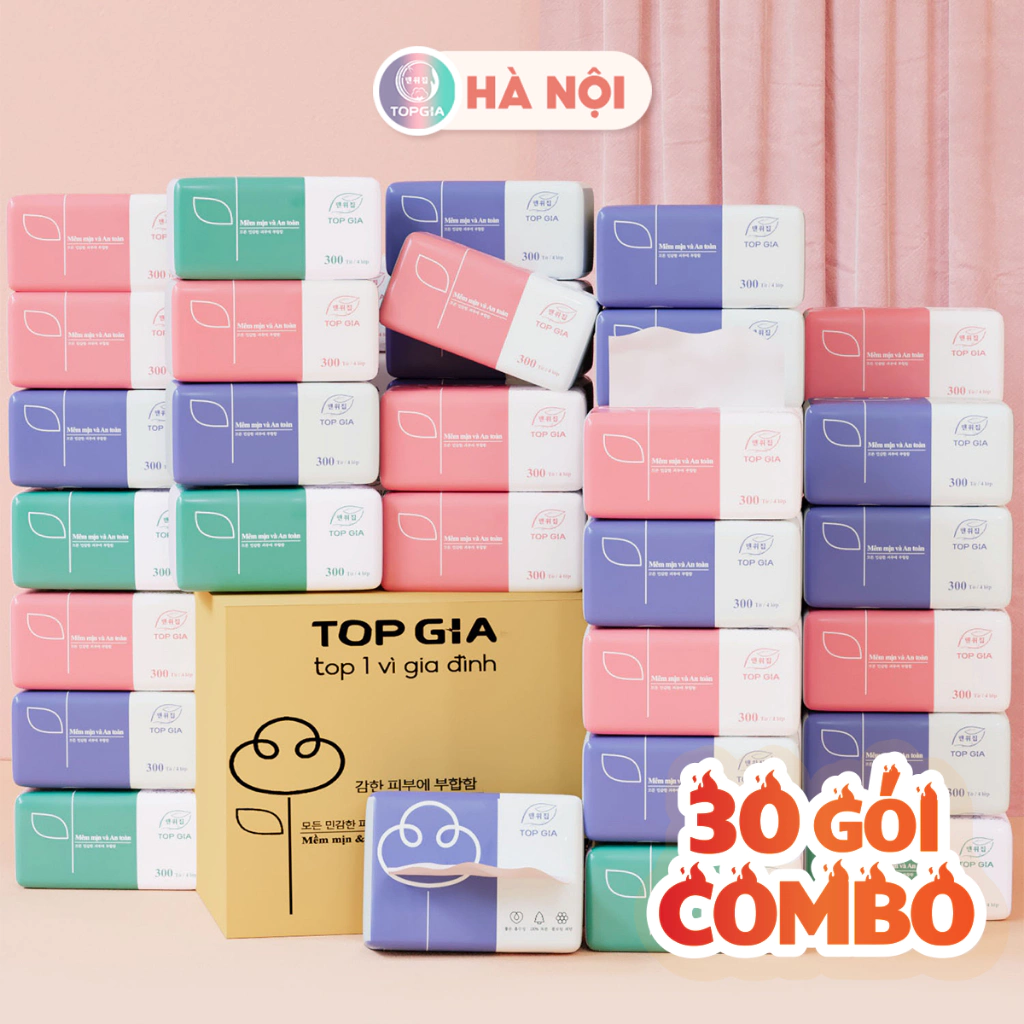 Giấy ăn gấu trúc, thùng 30 gói rút, giấy top gia hàng cao cấp