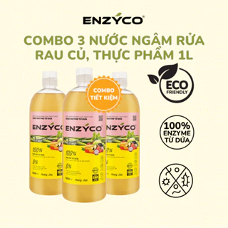 Combo 3 Chai Nước Ngâm Rửa Rau Củ Quả Sinh Học ENZYCO Hương Dứa 1L, Làm Sạch Thực Phẩm 100% EnzymeTừ Dứa