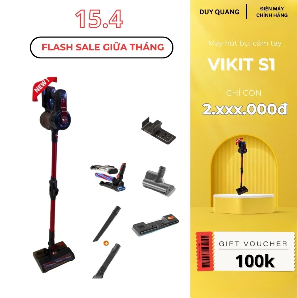 Máy Hút Bụi Cầm Tay Không Dây VIKIT S1 Đa Năng Gia Đình Mini Pin Sạc Hút Giường Đệm Nệm Sofa Xe Hơi Lực Hút Mạnh