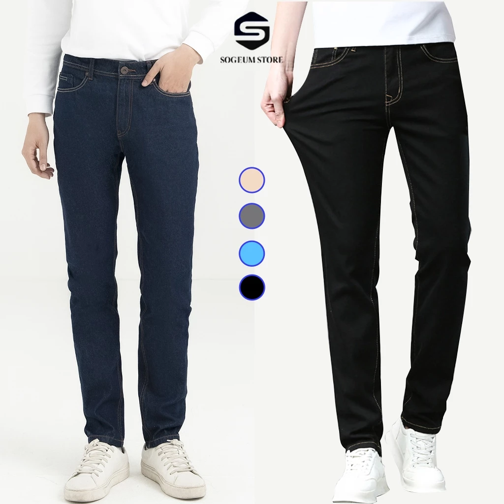 Quần Bò Jeans Skinny Nam màu xanh đen Chỉ Nổi, quần bò co giãn 4 chiều Bigsize slimfit chất vải bò cao cấp Sogeum