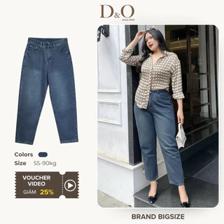 Quần Jean Baggy Nữ Bigsize 54-88kg Lưng Cao Tôn Dáng Màu Xanh Dơ Dáng Dài 3121 Đứng Form