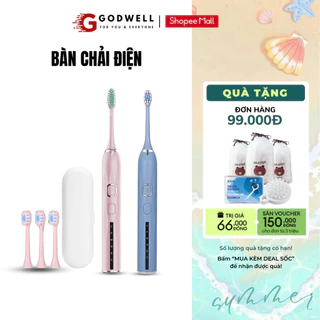 Bàn Chải Điện Đánh Răng GODWELL Công Nghệ Chống Thấm Nước IPX7 Tặng 3 Đầu Bàn Chải Mềm Mại