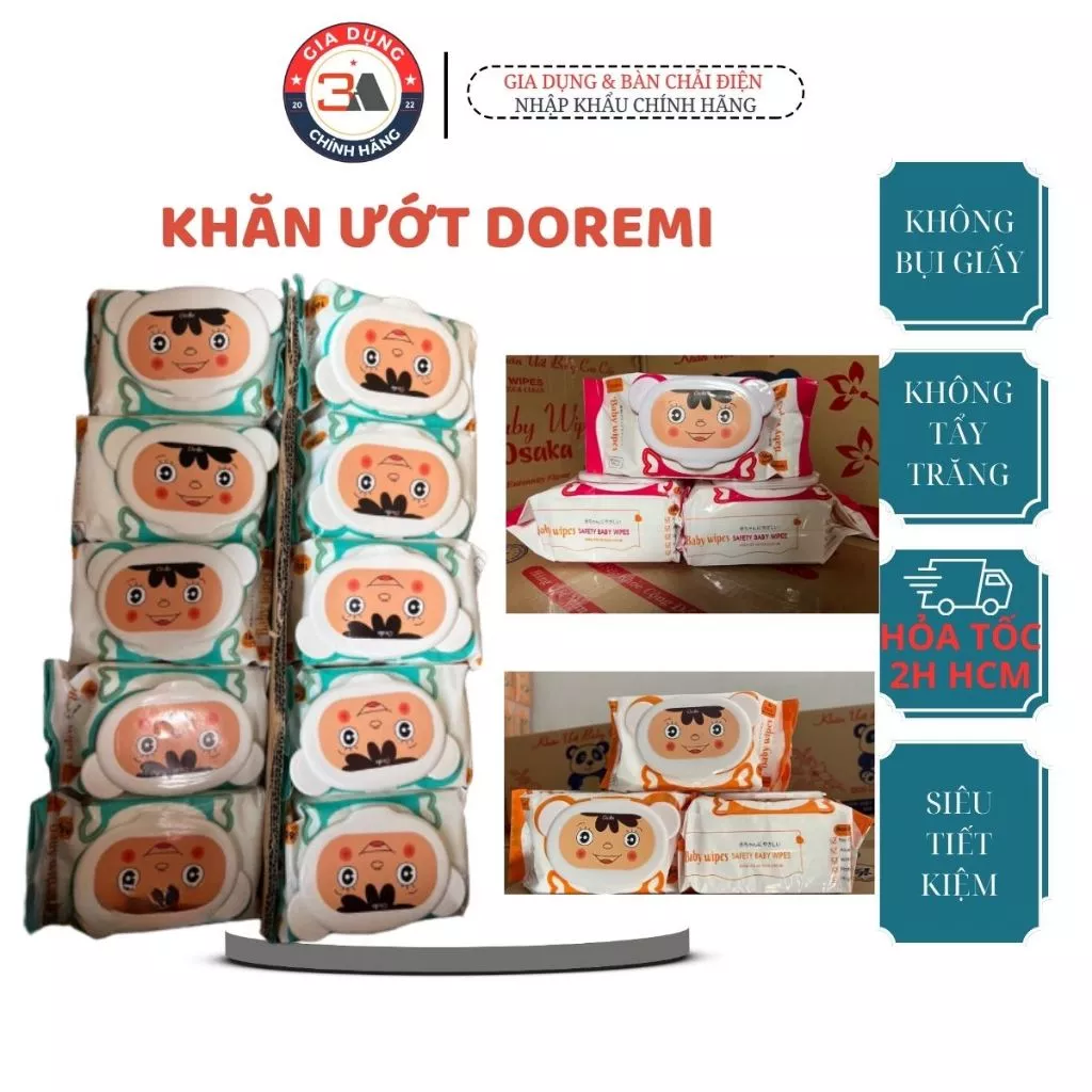 (GIÁ SỈ) Thùng 10 GÓI KHĂN ƯỚT GẤU BABY WIPES 250g/325g Lớn 17*23cm {Nặng 6kg} Không mùi, an toàn cho da