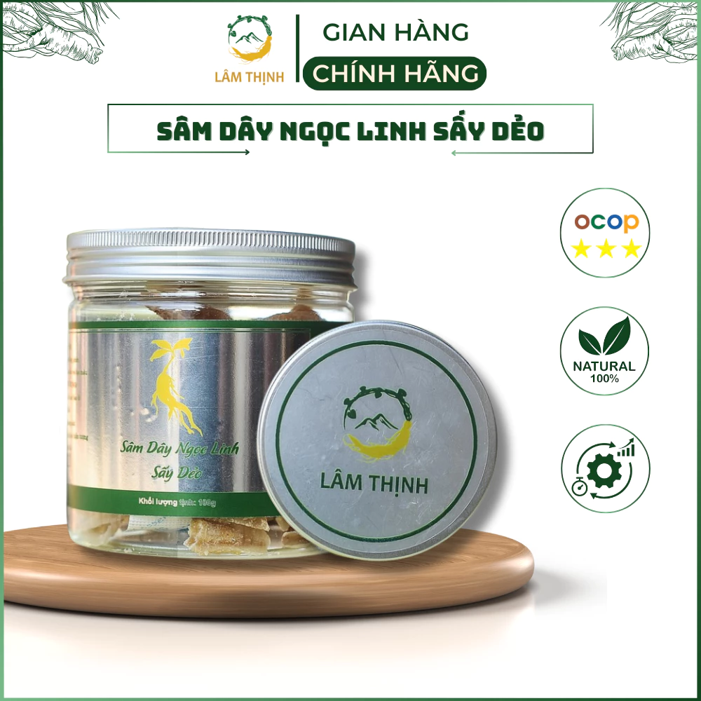 Sâm Dây Sấy Dẻo Lâm Thịnh nguyên củ hỗ trợ thanh nhiệt cơ thế hộp 100 gram nguyên củ