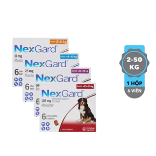 NexGard - Viên nhai dành cho chó size XS S L XL 2-50kg 1 viên