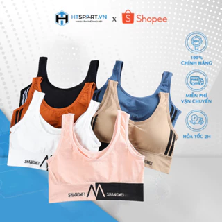 Áo Gym Sát Nách Chữ M AGCM, Áo Tập Chữ M Crop Top Phối Sọc Tập Gym Thoải Mái, Áo Bra Thun Dệt