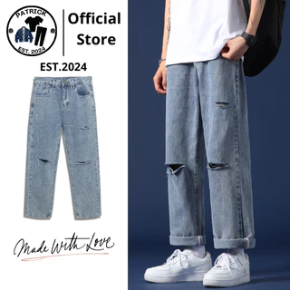 Quần jeans nam baggy xanh rách 3 cạnh Patrick P15