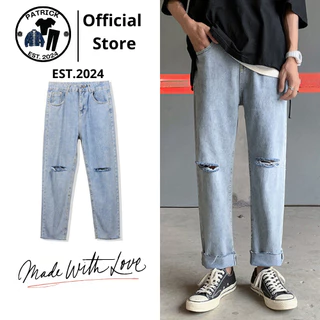 Quần jeans nam xanh baggy rách 2 gối Patrick P14