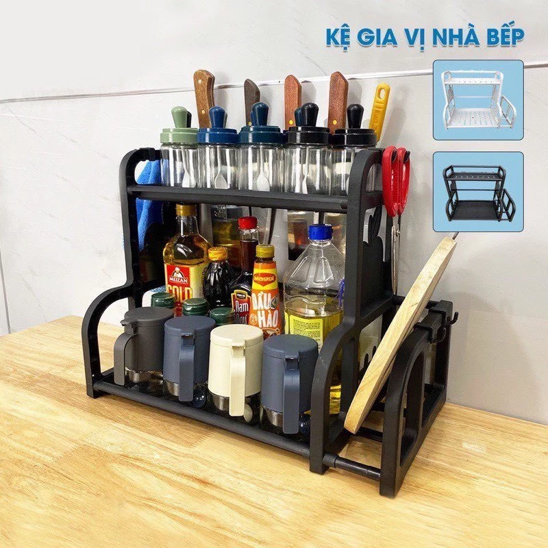 Kệ Đựng Gia Vị Nhà Bếp Chữ B, Kệ Đựng Đồ Dùng Nhà Bếp, kệ gia vị 2 tầng tiện ích