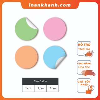 Decal, sticker, tem dán lỗi, tem dán màu hình tròn kích thước 1-3cm