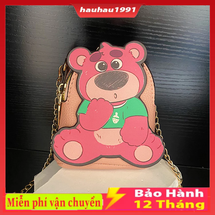 Túi đeo chéo mini, túi đeo chéo gấu dâu, túi đeo chéo nhỏ gọn gấu da thời trang hottrend
