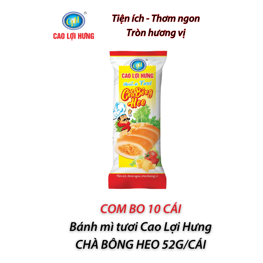 COMBO 10 CÁI - Bánh mì tươi chà bông heo 52G Cao Lợi Hưng