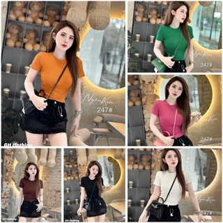 Áo Thun Nữ Ôm Basic Fit Tee Trân-boutique Trơn Form Ôm Nhẹ Cổ Tròn  4 Chiều Màu Trắng Đen Nâu Hồng Cam Xanh