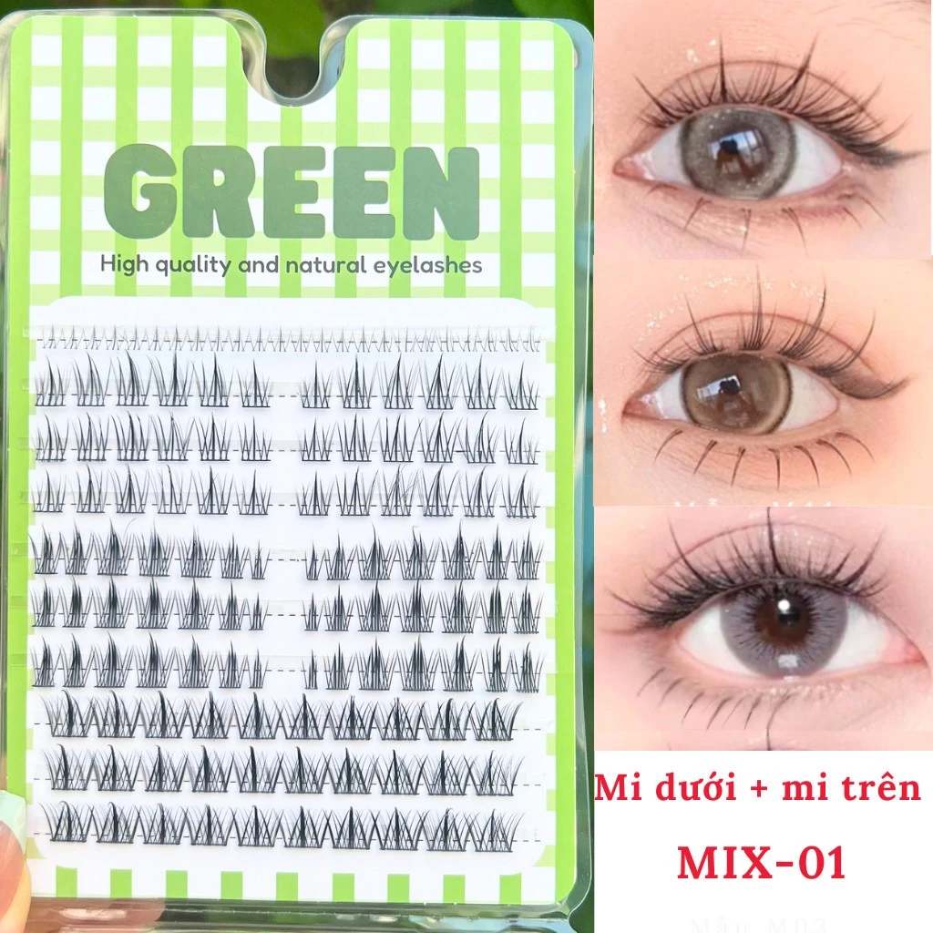 Mi Giả Tách Cụm Mix Mi Trên Và Mi Dưới Tái Sử Dụng Nhiều Lần Thủy Mi Green