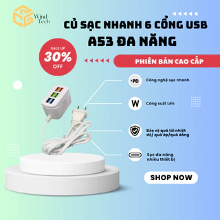 Củ sạc nhanh 6 cổng cắm USB cốc sạc đa năng chống cháy nổ Bộ chia văn phòng