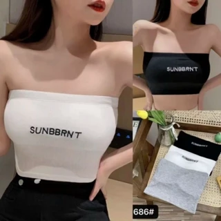 Áo Ống Cotton Tăm Chữ Thêu, Áo Quây Bra Basic Có mút ngực Siêu Hot AT6