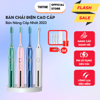 Bàn chải điện đánh răng cao cấp TOOTHIE 5 tốc độ, bản nâng cấp mạnh mẽ nhất 2023, pin 1200MAH chống thấm nước BCD07