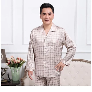 Đồ bộ pyjama mặc nhà trung niên nam chất lụa Quảng Châu cao cấp - Quà tặng ông bố ý nghĩa DANBAM SHOP