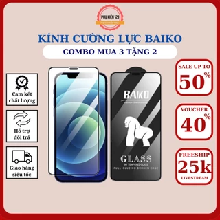 Com bo mua 3 kính cường lực Baiko  tặng 2 kính dành cho 6/6S/7G/8G/6P/6SP/7P/8P/X/XS/XSMAX/XR/11/11PRO/11PROMAX