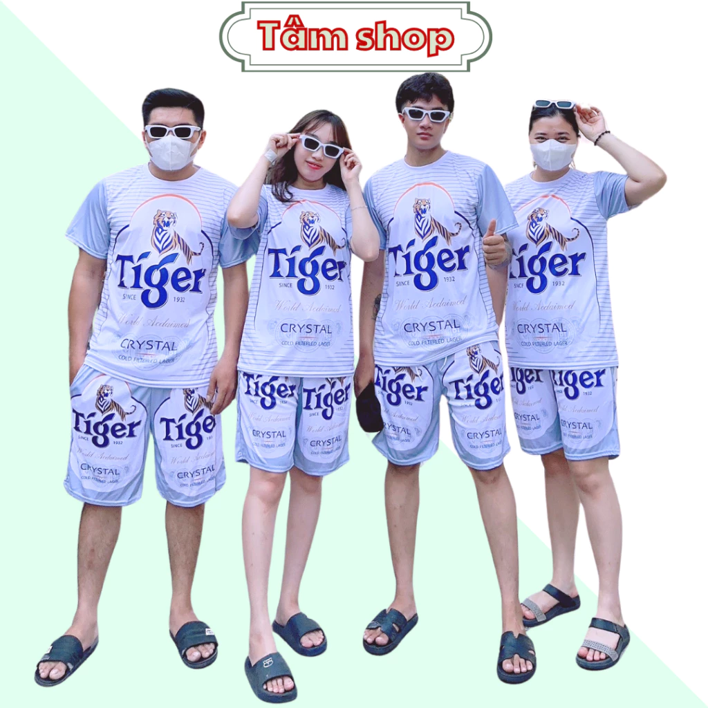 Đồ bộ quần áo hè nam nữ cộc tay in BIA TIGER BẠC fom rộng chất thun lạnh co giản mặc nhà  tâmshop KL7