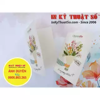 In Thiệp Giấy Mỹ Thuật Kem-N05(250 gsm), in 2 mặt, cấn 1 đường in nhanh giá rẻ thiết kế, in ấn theo yêu cầu Ánh Duyên