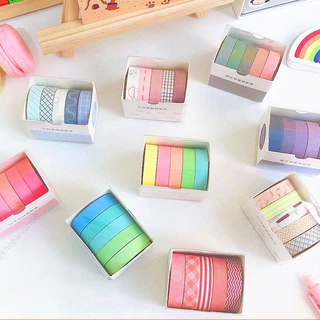 Bộ 5 cuộn washi tape nhiều mẫu 2M