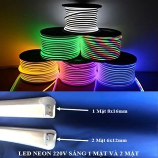 Dây Đèn Led Neon 8x16mm Điện 220v Cuộn 50m-100m Có Nối Nguồn Sẵn