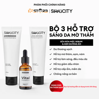 Bộ sản phẩm chăm sóc da nam sáng da mờ thâm sạm toàn diện Men Stay Simplicity Brightening Trio