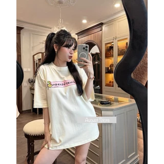 Áo Phông Moschino Thun Cộc Tay Họa Tiết Cute Dáng Rộng Giấu Quần Trùm Mông Freesize