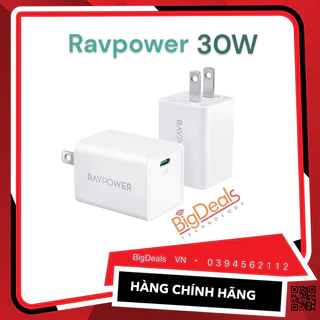 Củ sạc nhanh RAVPOWER PC157 30W GAN PD/PPS ✔️ BigdealsVN