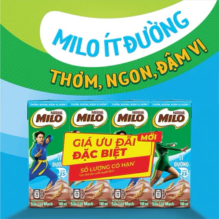 Sữa Milo ít đường 180ml thùng 48 hộp