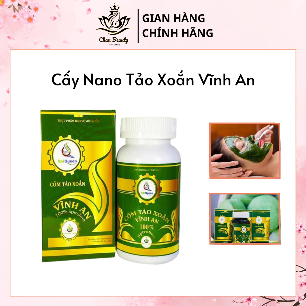 Cấy Nano Tảo Xoắn Vĩnh An, Dạng Cốm Cấy Trắng Da Đẹp Da Mờ Thâm Nám Hộp Chính Hãng.