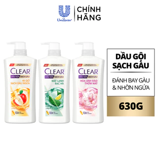 Dầu gội sạch gàu Clear đánh bay gàu & nhờn ngứa, sảng khoái cả ngày dài 630G