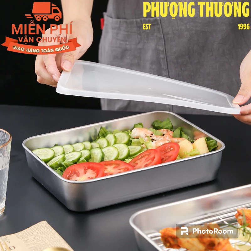 Bộ 5 khay đựng thực phẩm Inox 304 kèm nắp đậy | An toàn cho người sử dụng