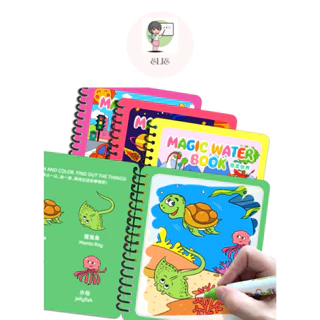 Sách vẽ tranh nước bộ tô màu và vẽ tranh kỳ diệu lặp đi lặp lại mang tính giáo dục cho bé tặng 1 cây bút và túi đựng
