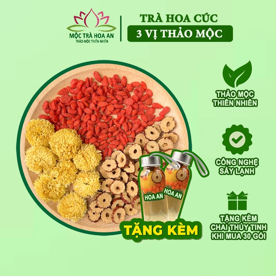 Trà Thanh Nhiệt Hoa Cúc 3 Vị Thảo Mộc (Hộp 10/20/30 Gói) Chống Lão Hóa, Dễ Ngủ Đẹp Da, Thanh Nhiệt Cơ Thể, An Thần