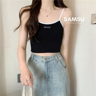Áo bra 2 dây nữ kèm mút ngực phong cách Hàn Quốc phối viền đen trắng sexy Samsu.clothing_saigon
