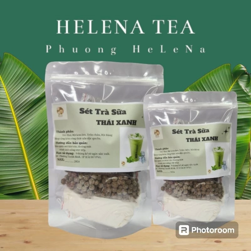 Set Trà Sữa Thái Xanh Tự Pha Trân Châu Đường Đen, Nguyên Liệu Làm Trà Sữa, 7 vị 3-6Ly HELANA Tea